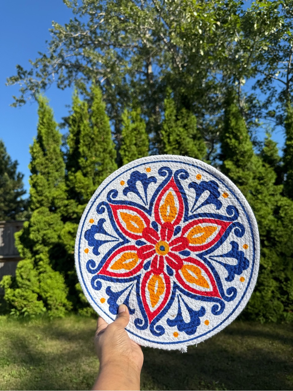 Colorful Round placemats or Decore  - Blue, Red, Orange
